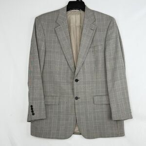 Bill Blass Menswear Vintage Wool Plaid Blazer Sport Coat 41R USA Classic